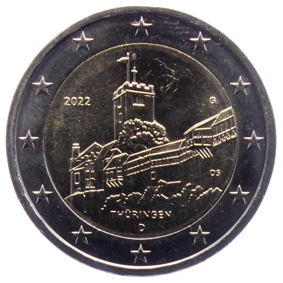 2 euros conmemorativa Estado de Turingia, Castillo de Wartburg